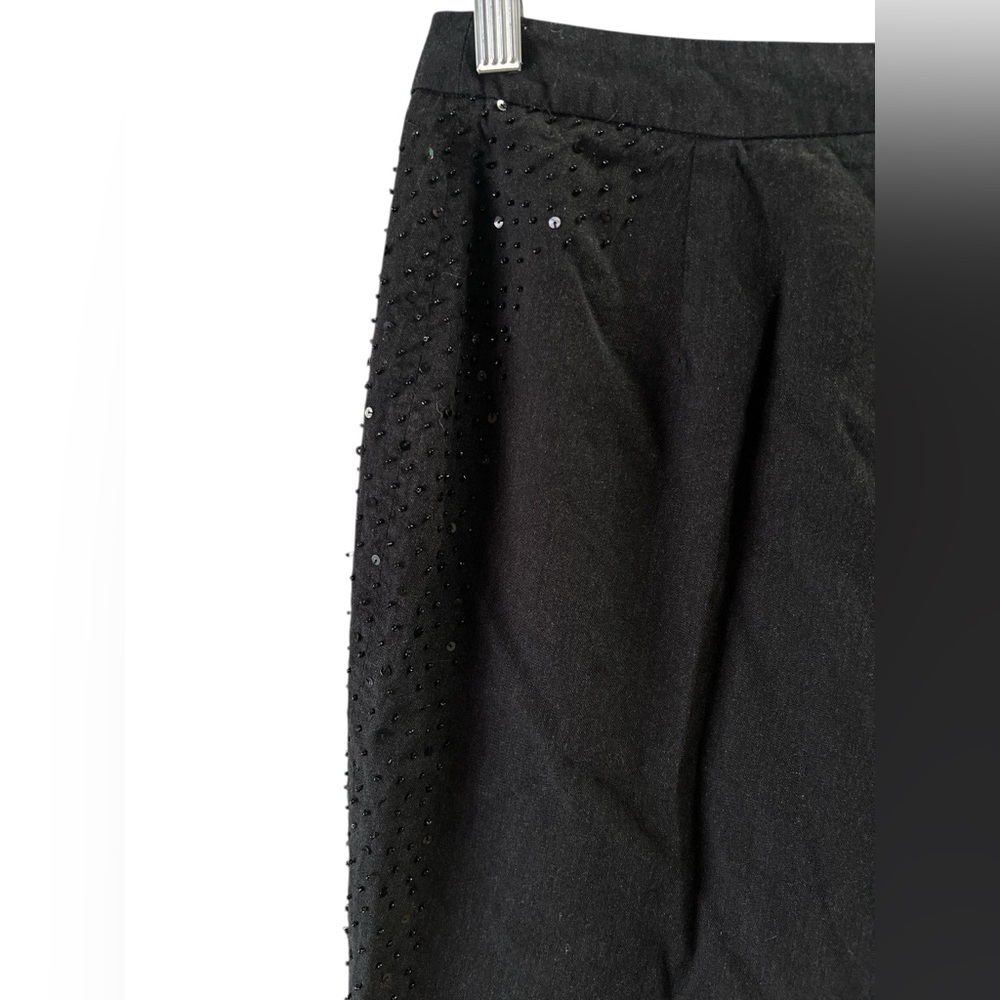 Sequin silk and wool vintage black straight leg pants - Picture 4 of 5